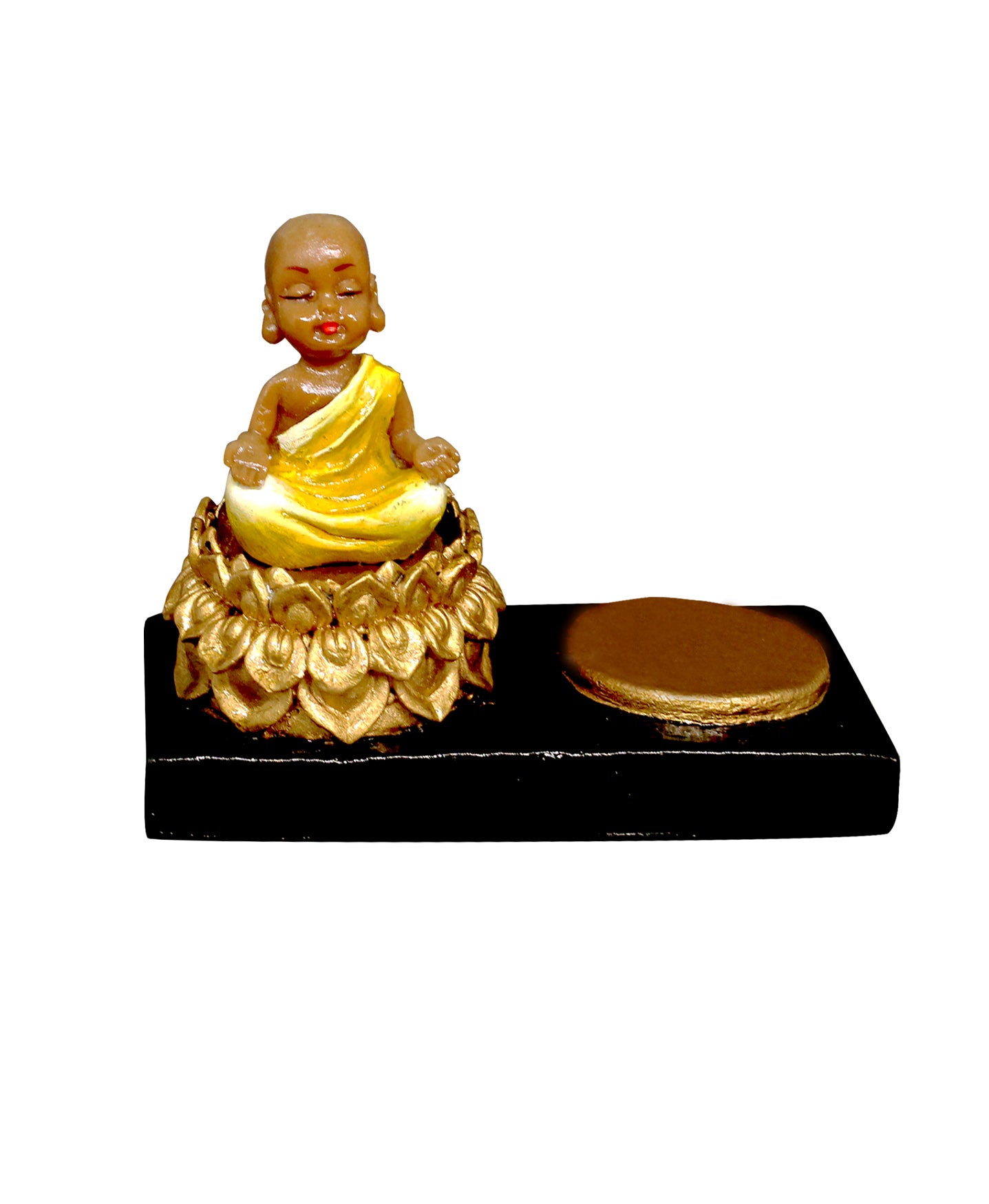 CANDLE HOLDER MEDITATING LITTLE BUDDHA - NATURAL COLOUR SINGLE PIECE