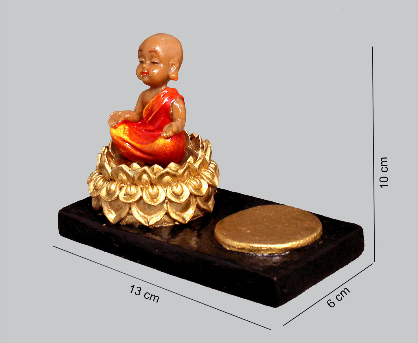 CANDLE HOLDER MEDITATING LITTLE BUDDHA - NATURAL COLOUR SINGLE PIECE