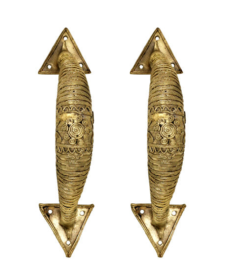 HANDMADE DOKRA BRASS DOOR HANDLE ROUND- SET OF 2