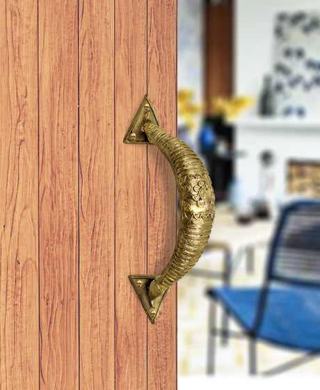 HANDMADE DOKRA BRASS DOOR HANDLE ROUND- SET OF 2