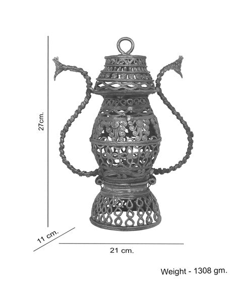 PEACOCK LANTERN LAMPSET MADE OF DOKRA METAL