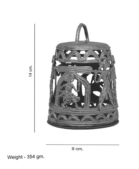 DECORATED PALENQUIN BOX LANTERN CUM CANDLE HOLDER MADE OF DOKRA METAL