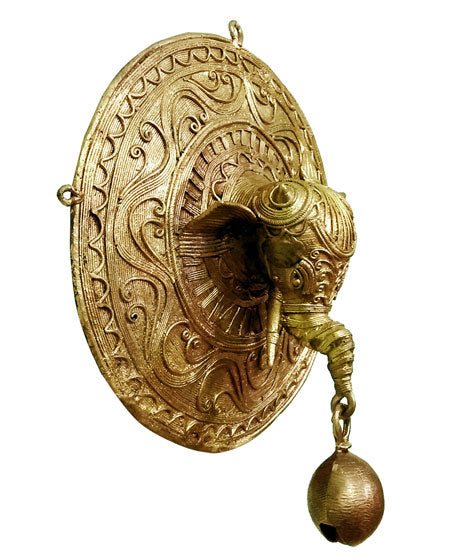 HANDMADE DOKRA BRASS ELEPHANT WITH BELL SHOWPIECE