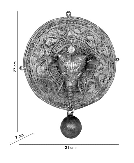 HANDMADE DOKRA BRASS ELEPHANT WITH BELL SHOWPIECE