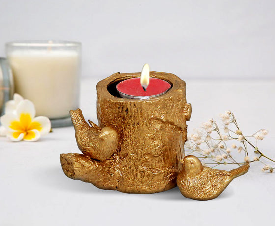 GOLDEN BIRD CANDLE HOLDER WITH COMPLIMENTARY CANDLE