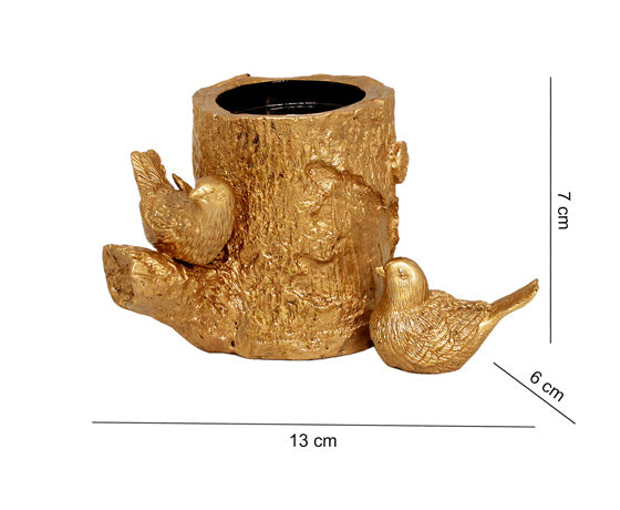 GOLDEN BIRD CANDLE HOLDER WITH COMPLIMENTARY CANDLE