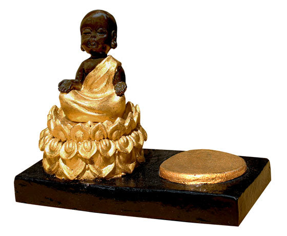 CANDLE HOLDER MEDITATING LITTLE BUDDHA - BLACK