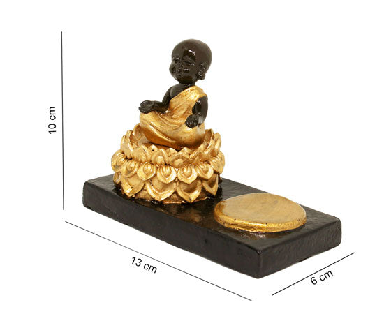 CANDLE HOLDER MEDITATING LITTLE BUDDHA - BLACK