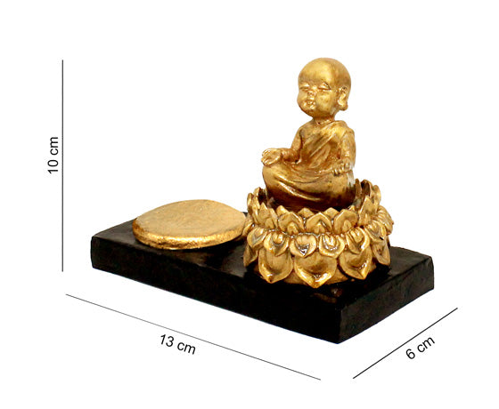 CANDLE HOLDER MEDITATING LITTLE BUDDHA - GOLDEN