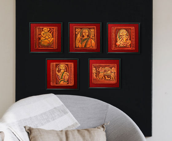 SET OF 5 TERRACOTTA WALL DECOR FOR HOME DECORATION