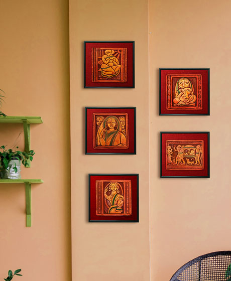 SET OF 5 TERRACOTTA WALL DECOR FOR HOME DECORATION