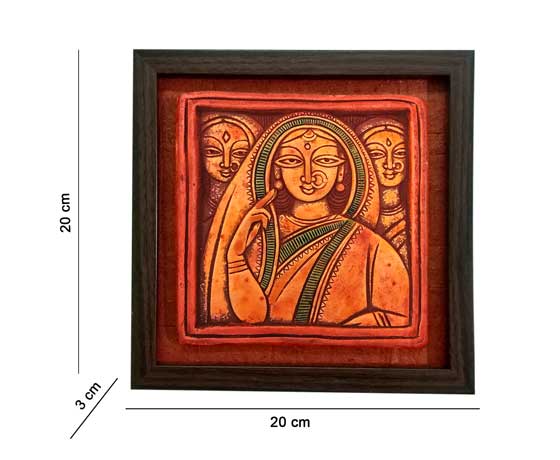 THREE WOMEN TERRACOTTA WALL DECOR FOR HOME DECORATION - INSPIRED BY JAMINI ROY'S PAINTING
