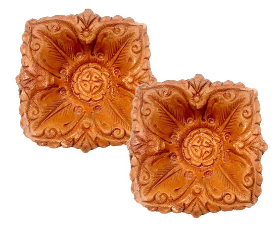 Terracotta lamps - Square - Set of 2