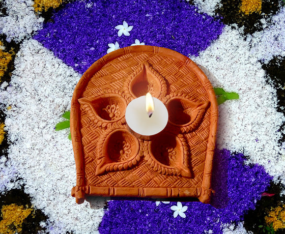 NATURAL TERRACOTTA BAMBOO TRAY DESIGN 5 IN 1 LAMP