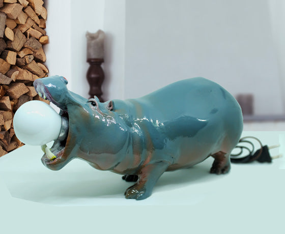 LIGHTWEIGHT HIPPOPOTAMUS TABLE LAMP