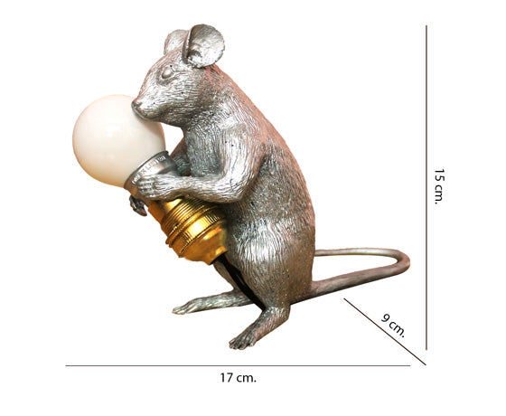 LIGHTWEIGHT SILVER MOUSE TABLE LAMP