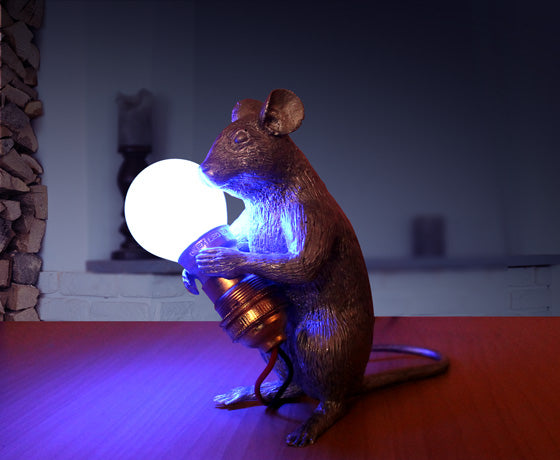 LIGHTWEIGHT SILVER MOUSE TABLE LAMP