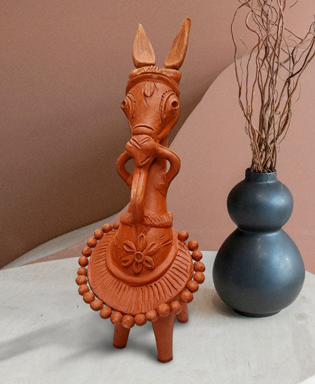 NATURAL TERRACOTTA BISHNUPUR STYLE HORSE