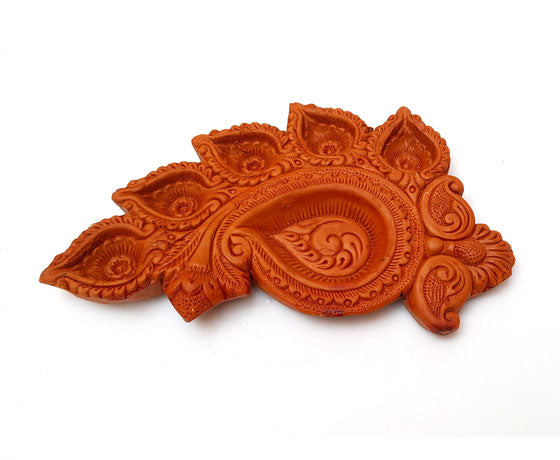 TERRACOTTA 6 DIYA LAMP/ CANDLE HOLDER