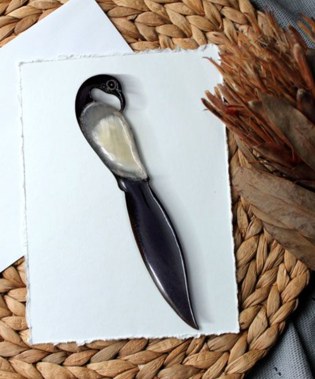 HANDMADE HORNCRAFT PEACOCK PAPER KNIFE