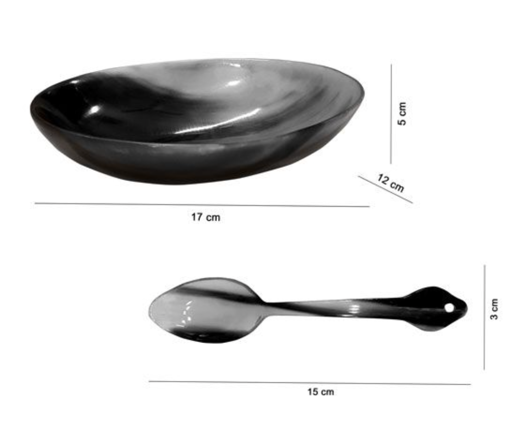 ATTRACTIVE HANDMADE HORNCRAFT BOWL & SPOON SET- 1 BOWL & 1 SPOON