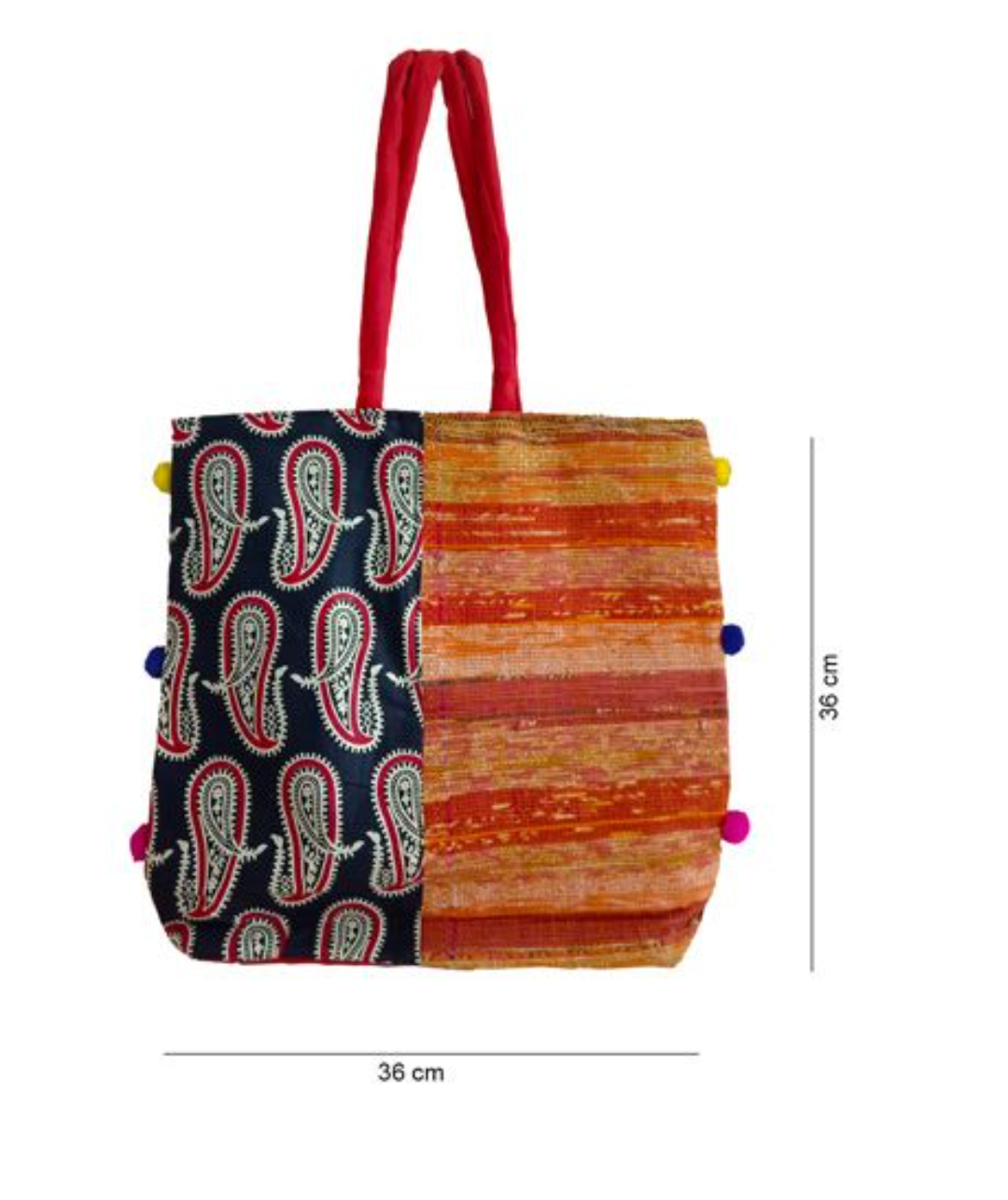 HANDMADE BLACK ORANGE BAG WITH EMBROIDERY