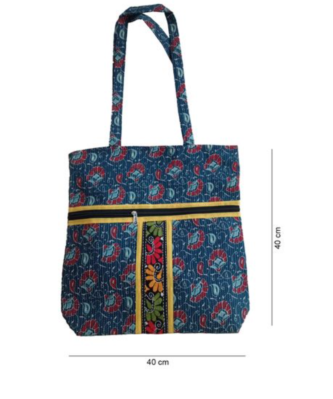 HANDMADE BLUE RECTANGULAR BAG WITH EMBROIDERY