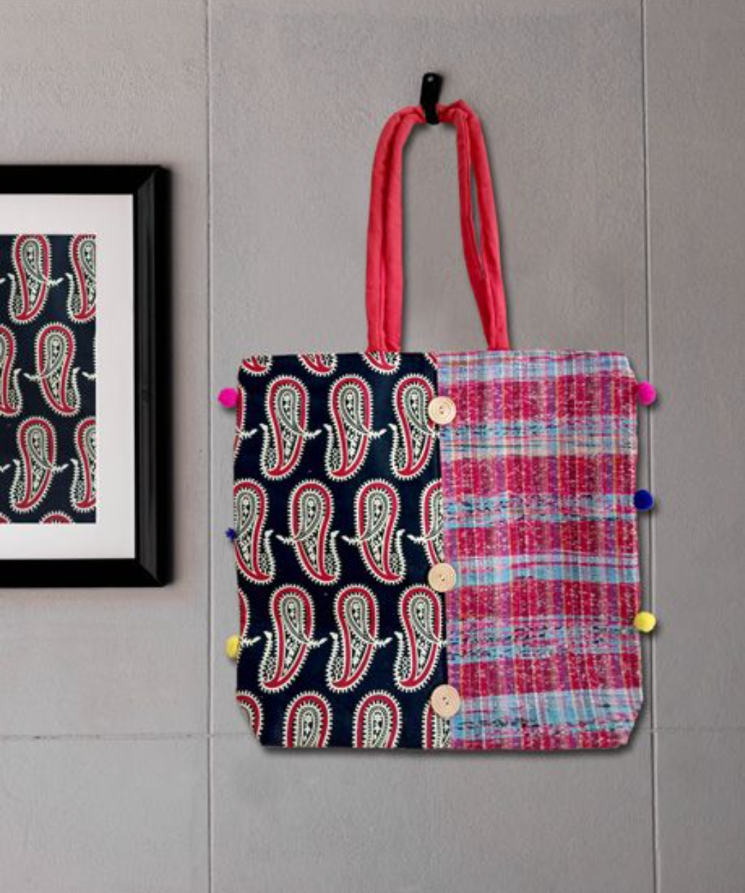 HANDMADE STYLISH BLACK RED BAG