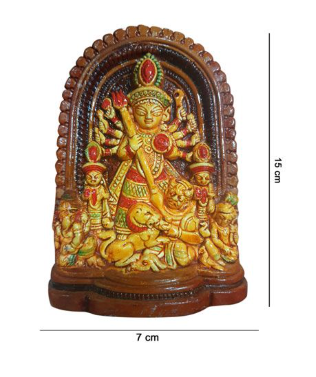 HANDMADE TERRACOTTA GODDESS DURGA WITH FAMILY SHOWPIECE FOR HOME DECORATION