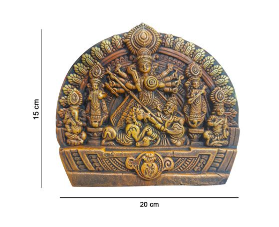 HANDMADE TERRACOTTA GODDESS DURGA WITH FAMILY SHOWPIECE FOR HOME DECORATION