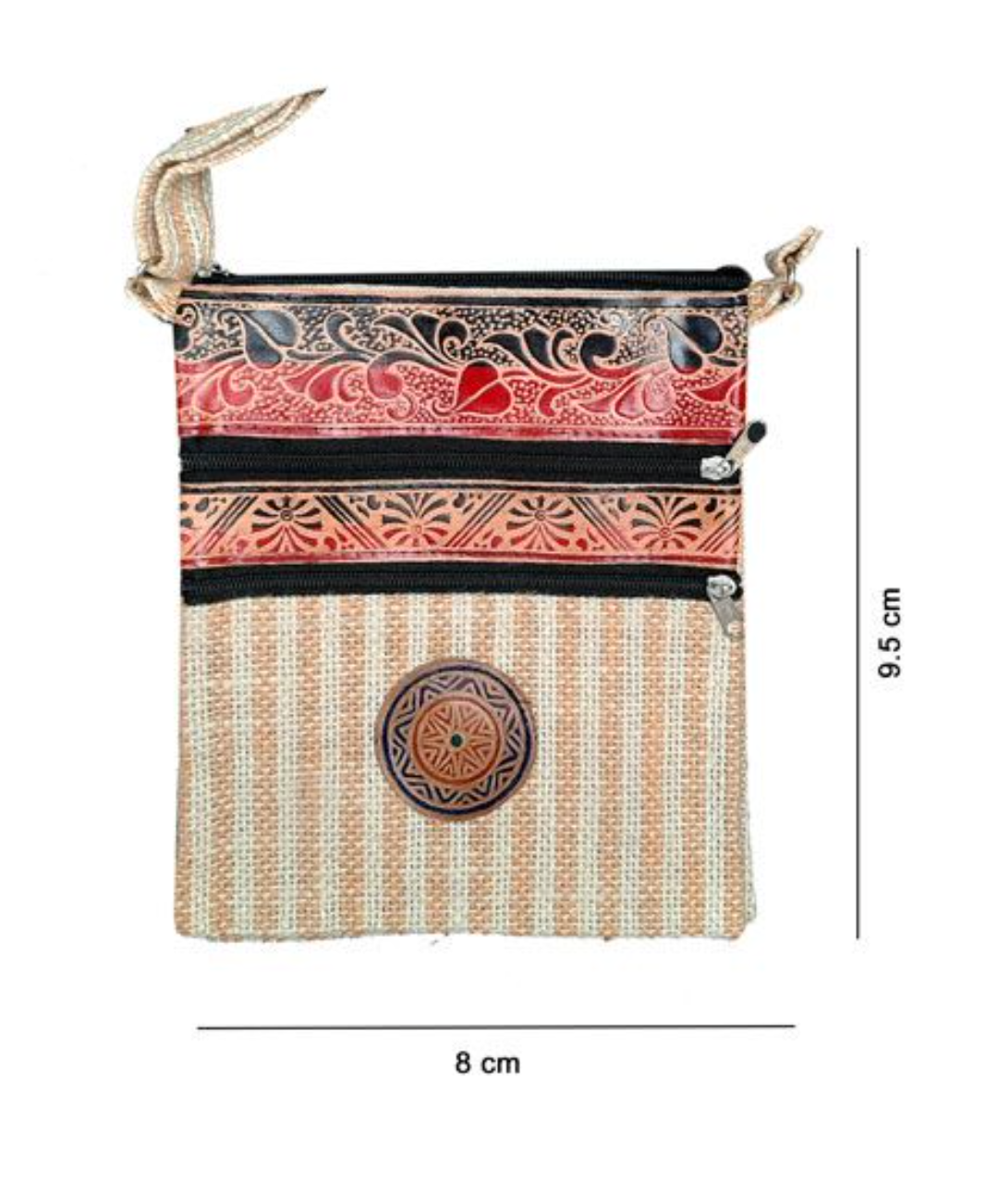 LEATHER BATIK HANDPAINTED SLING BAG - WHITE BROWN