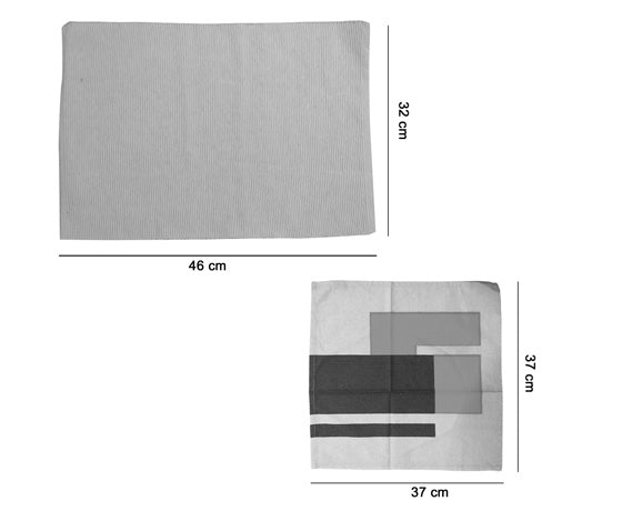 YELLOW SQUARE TABLE MATS AND HAND TOWELS - SOFT HANDLOOM COTTON-SET OF 6
