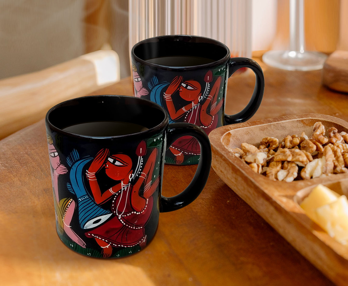 PATACHITRA HAND PAINTED COFFEE MUG - COLOURFUL TRIBAL THEME