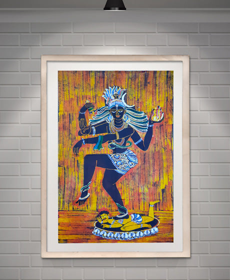 DANCING SHIVA AS NATARAJA BATIK WALL PAINTING- BIG