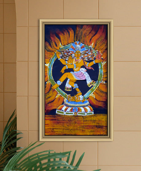 DANCING SHIVA AS NATARAJA BATIK WALL PAINTING-SMALL