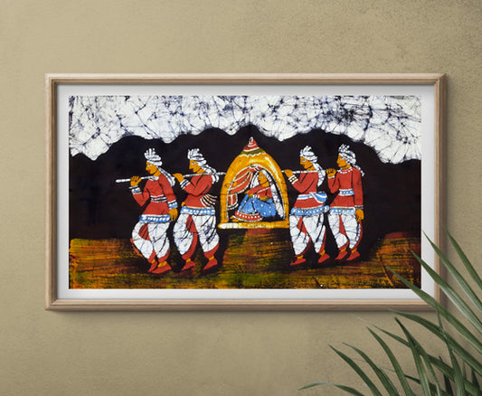 NEWLY WED BRIDE IN PALANQUIN- BATIK PAINTING