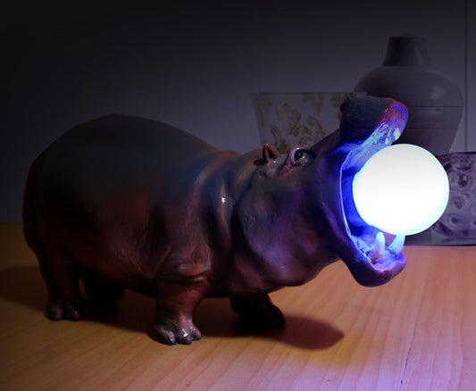 LIGHTWEIGHT HIPPOPOTAMUS TABLE LAMP