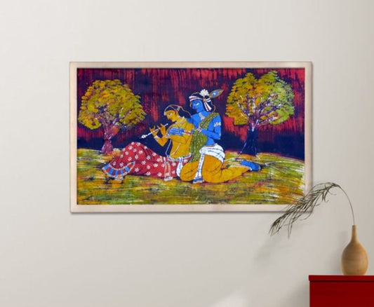 LORD KRISHNA PLAYING FLUTE WITH RADHA